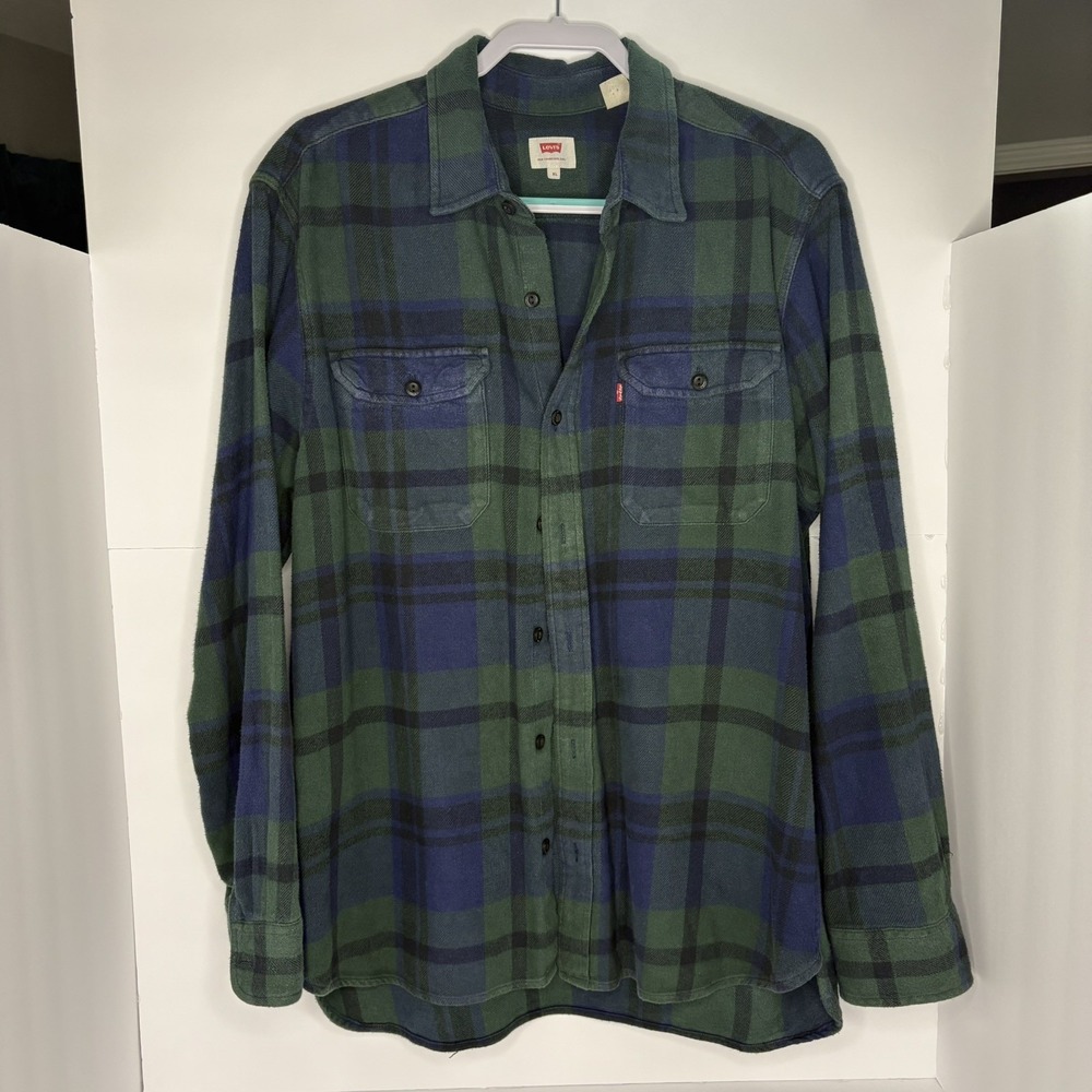Vintage Levi's Men's Knit Button Down Flannel Shirt Size XL